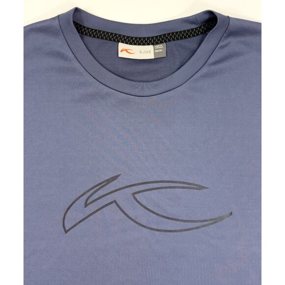 KJUS Mens Long Sleeve T-Shirt Sz Medium 50 Blue Performance Graphic Logo SAMPLE - Picture 3 of 9